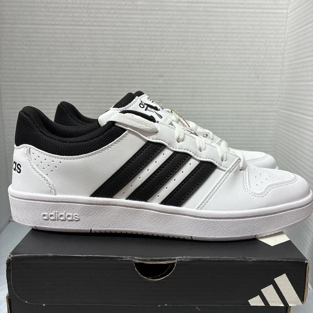 Adidas Hoops Classic Mens White Black Low Top Basketball Shoes KI1057 Size 9.5
